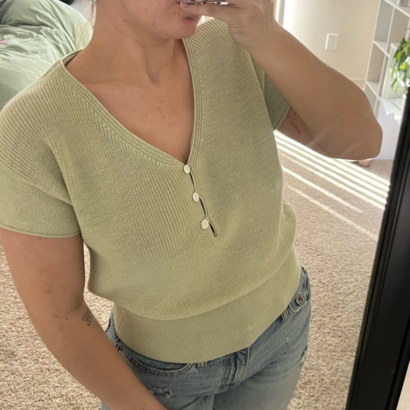 Light Sage Green Knit Top by BE COOL - Picture 2 of 5
